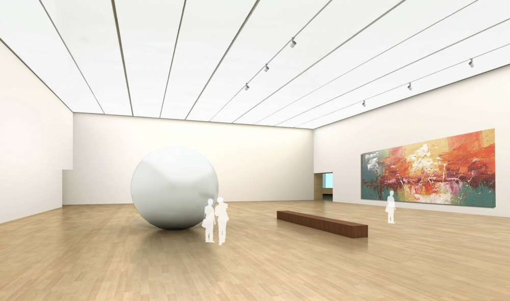 天津美術館展覽廳二層主展廳（帶發(fā)光頂棚）